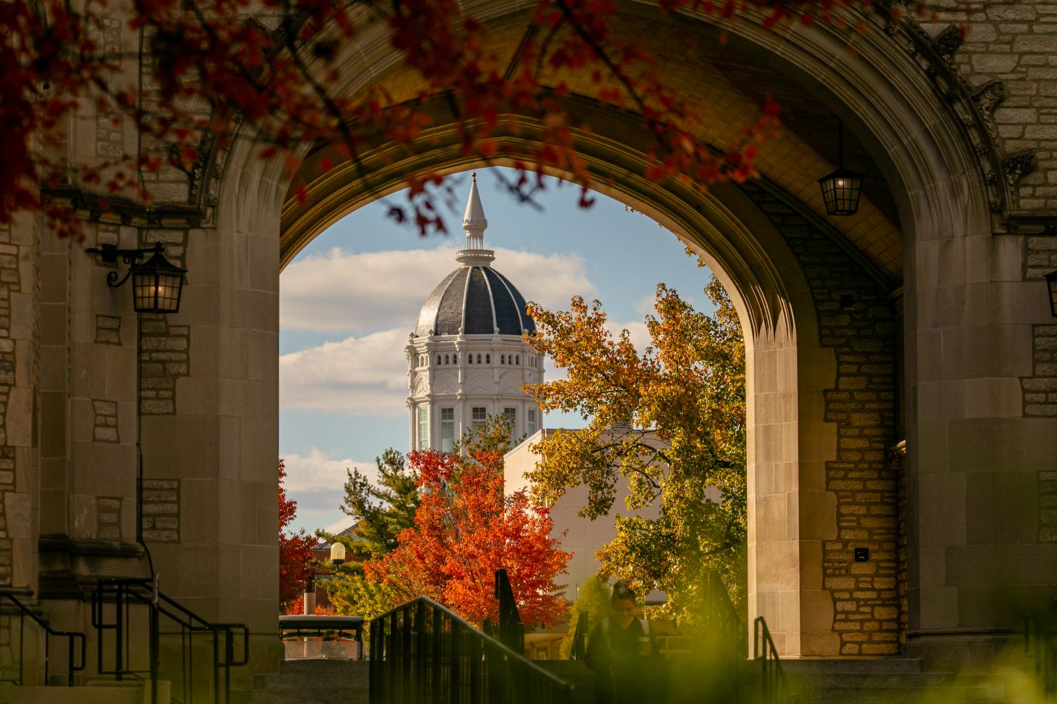 Jesse Through Memorial Arch In Autumn