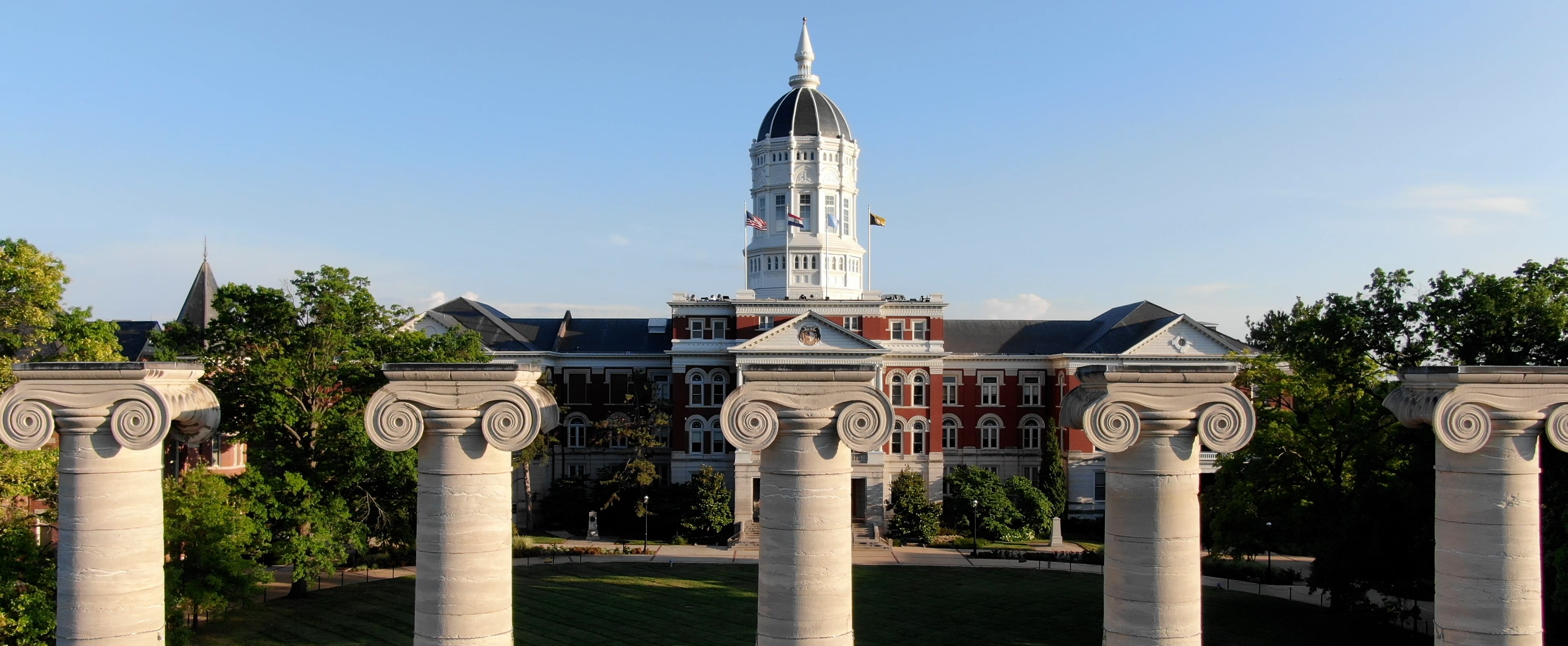 View of Jesse Hall through the Columns